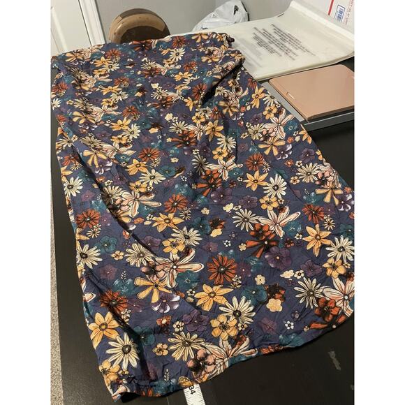 Lotus and Luna Kimono Womens One Size Blue Floral Open Front Lightweight Rayon - Picture 5 of 6